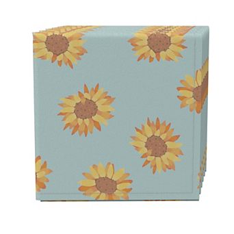 Napkin Set of 4, 100% Cotton, 20x20", Summer Sunflower