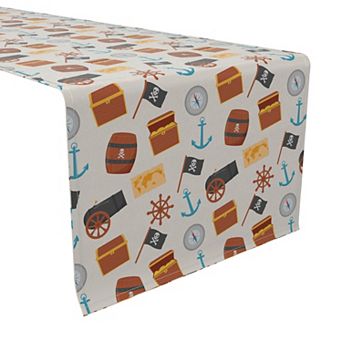 Table Runner, 100% Cotton, 16x72", Pirates Treasure