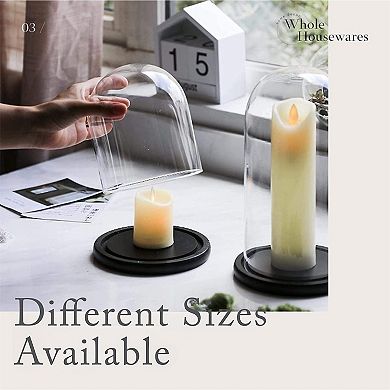 Glass Dome Or Tabletop Centerpiece With Wooden Base For Candles