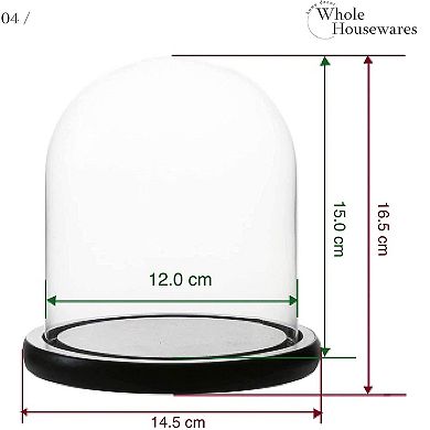 Glass Dome Or Tabletop Centerpiece With Wooden Base For Candles