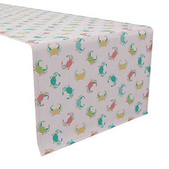 Table Runner, 100% Cotton, 16x90", Colorful Crabs