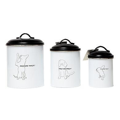 Country Living Black & White Pet Food & Treat Storage Canisters (Set of 3)