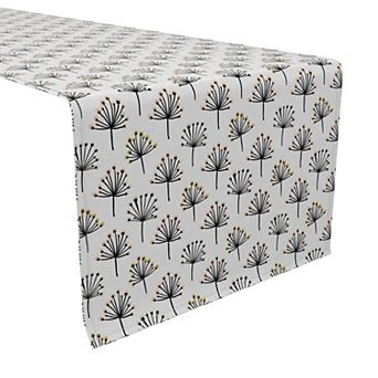 Table Runner, 100% Cotton, 16x72", Dandelion Flower Graphic