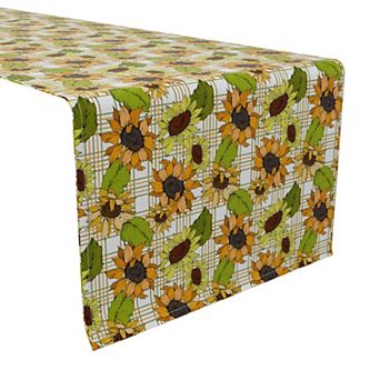 Table Runner, 100% Cotton, 16x72", Sunflower Plaid