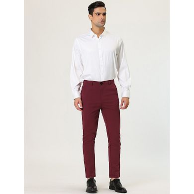 Men's Dress Slim Fit Flat Front Solid Color Business Chino Trouser