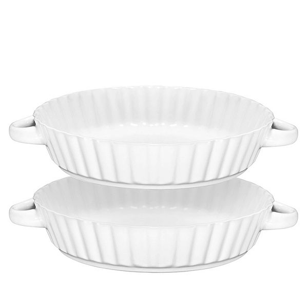 Ceramic Pie Pan With Handle, Deep And Fluted Pie Dish, Modern Style