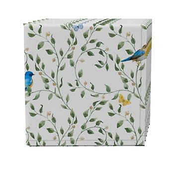 Napkin Set of 4, 100% Cotton, 20x20", Birds on Vines