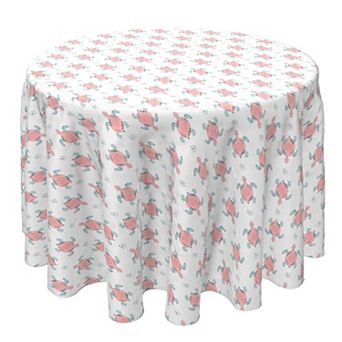 Round Tablecloth, 100% Cotton, 60 Round", Pink Sea Turtles Design