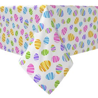 Square Tablecloth, 100% Cotton, 60x60", Ribbon Easter Eggs