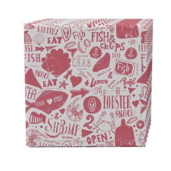 Napkin Set of 4, 100% Cotton, 20x20", Seafood Market