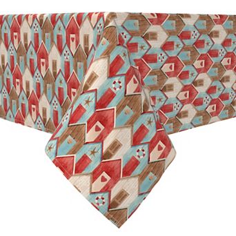 Square Tablecloth, 100% Cotton, 60x60", Nautical Wood Houses