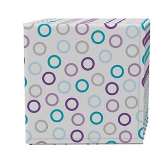 Napkin Set of 4, 100% Cotton, 20x20", Purple and Blue Outlined Dots