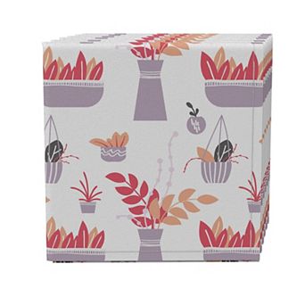 Napkin Set of 4, 100% Cotton, 20x20", Flower Pots and Planters