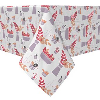 Square Tablecloth, 100% Cotton, 60x60", Flower Pots and Planters