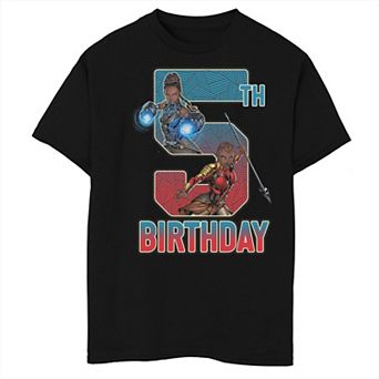 Boys Marvel Shuri and Okoye 5th Birthday Husky Graphic Tee