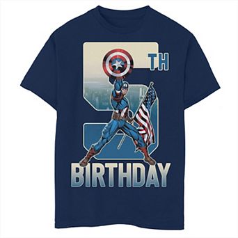 Boys Marvel Captain America 5th Birthday Husky Graphic Tee