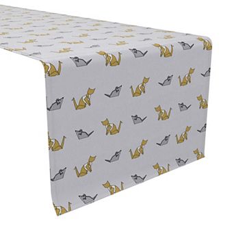 Table Runner, 100% Cotton, 16x90", Origami Cats
