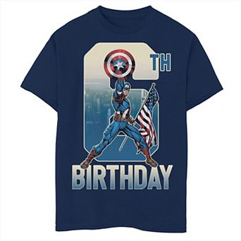 Boys Marvel Captain America 6th Birthday Husky Graphic Tee