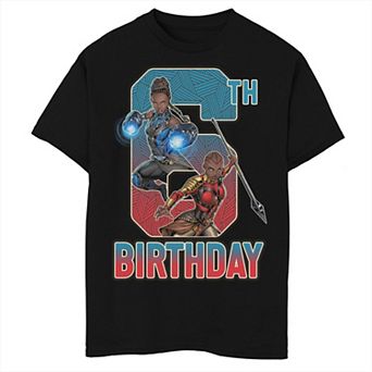 Boys Marvel Shuri and Okoye 6th Birthday Husky Graphic Tee
