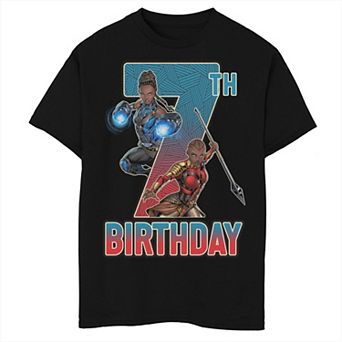 Boys Marvel Shuri and Okoye 7th Birthday Husky Graphic Tee