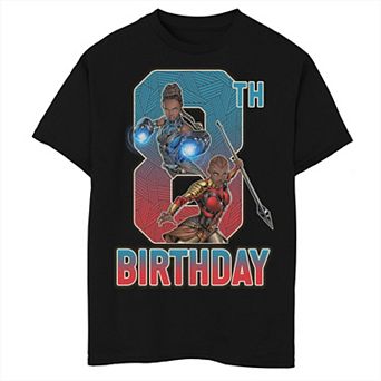 Boys Marvel Shuri and Okoye 8th Birthday Husky Graphic Tee
