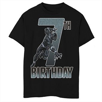 Boys Marvel Black Panther Action Pose 7th Birthday Husky Graphic Tee