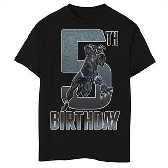 Boys Marvel Black Panther Action Pose 5th Birthday Husky Graphic Tee
