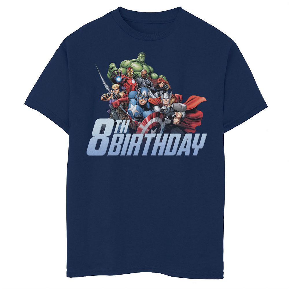 Boys Marvel Avengers Action Shot 8th Birthday Husky Graphic Tee