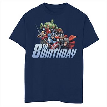 Boys Marvel Avengers Action Shot 8th Birthday Husky Graphic Tee