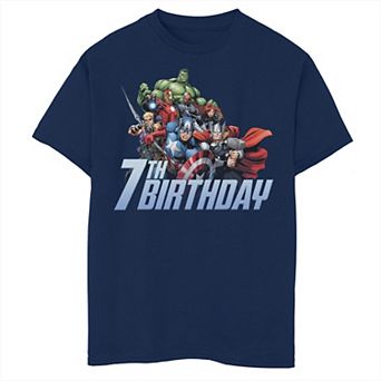 Boys Marvel Avengers Action Shot 7th Birthday Husky Graphic Tee