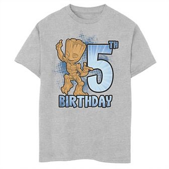 Boys Marvel Guardians Of The Galaxy Baby Groot 5th Birthday Husky Graphic Tee