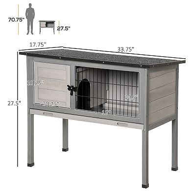 PawHut Elevated Rabbit Hutch w/ Hinged Roof & Metal Cage, Great for Small Animal