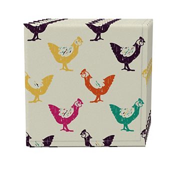 Napkin Set of 4, 100% Cotton, 20x20", Retro Chickens