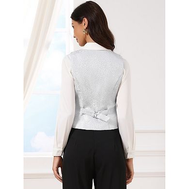 Women's Vintage Waistcoat Button Up Steampunk Jacquard Sleeveless Suit Vest