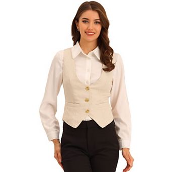 Women's Vintage Waistcoat Button Up Steampunk Jacquard Sleeveless Suit Vest