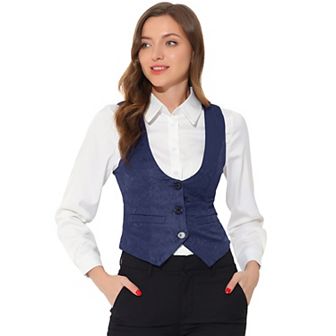 Women's Vintage Waistcoat Button Up Steampunk Jacquard Sleeveless Suit Vest