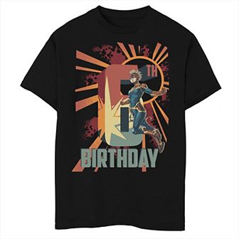 Boys Captain Marvel 6th Birthday Husky Graphic Tee