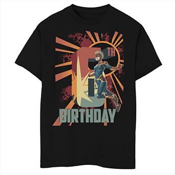 Boys Captain Marvel 6th Birthday Husky Graphic Tee