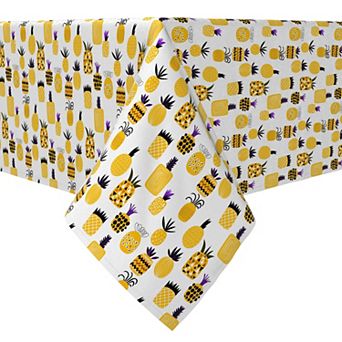 Square Tablecloth, 100% Cotton, 60x60", Variety of Pineapples