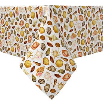 Square Tablecloth, 100% Cotton, 60x60", Collection of Beach Shells