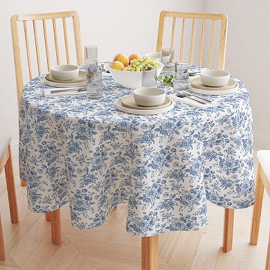 Round Tablecloth, 100% Cotton, 60 Round", Bouquet of Blue Flowers