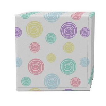 Napkin Set of 4, 100% Cotton, 20x20", Drawn Pastel Dots