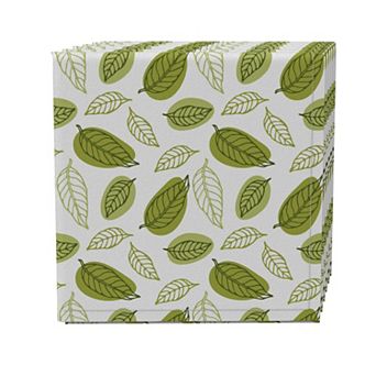 Napkin Set of 4, 100% Cotton, 20x20", Green Tea Leaves