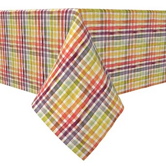Square Tablecloth, 100% Cotton, 60x60", Watercolor Rainbow Stripes