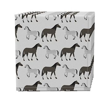 Napkin Set of 4, 100% Cotton, 20x20", Equestrian Pattern