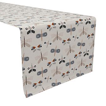 Table Runner, 100% Cotton, 16x108", Butterfly and Moth Design