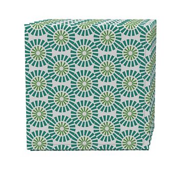 Napkin Set of 4, 100% Cotton, 20x20", Geometric Style Flowers