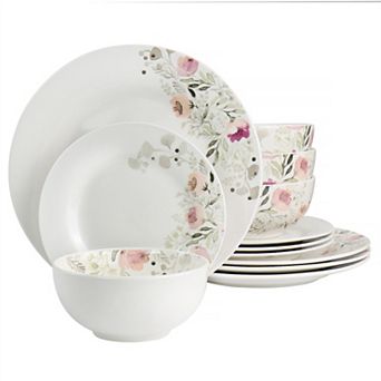 Gibson Home Lily Garden Ceramic 12 pc Dinnerware Set