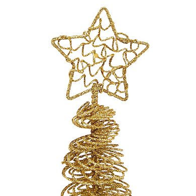 2 Pack Small Gold Christmas Trees for Tabletop Fall Party Bedroom Decor 10.5x3”