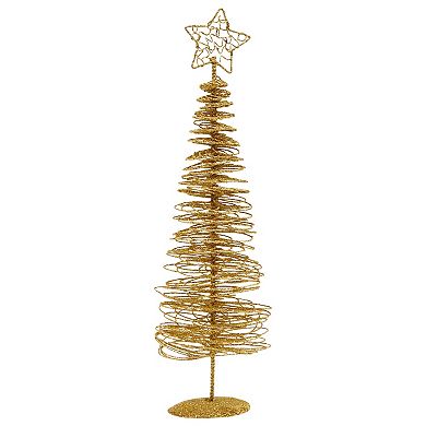 2 Pack Small Gold Christmas Trees for Tabletop Fall Party Bedroom Decor 10.5x3”